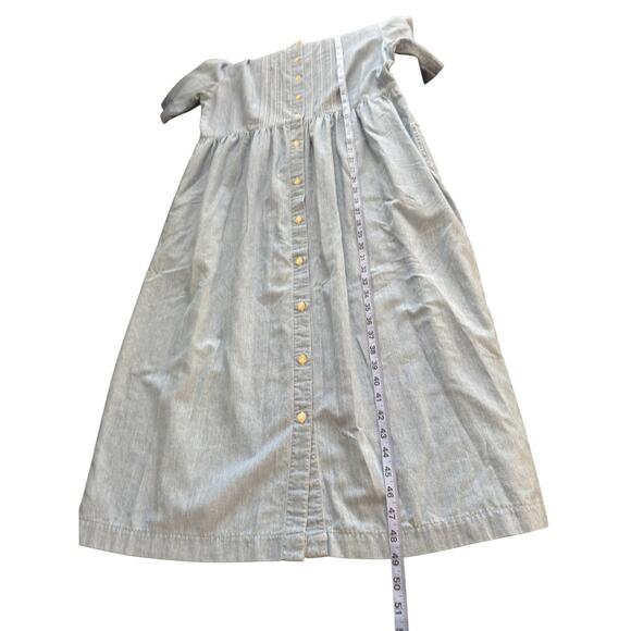Eddie Bauer Dress Chambray Denim Festival Heritage Cottagecore Midi Medium Tall - Picture 12 of 12